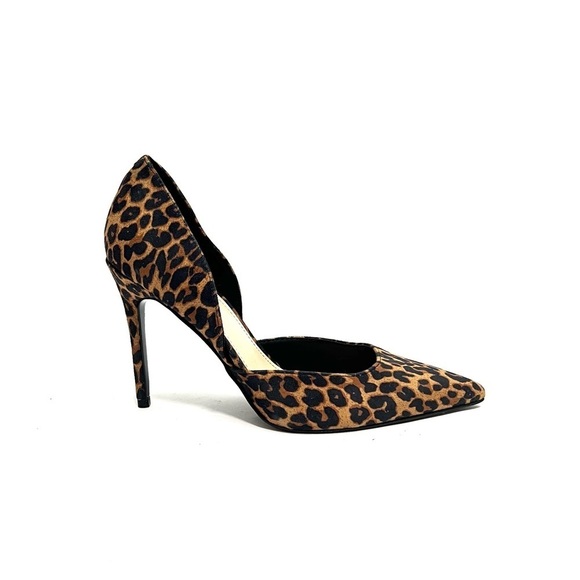 Vintage Y2K leopard print fabric pointed toe d’Orsay heels - Picture 2 of 8